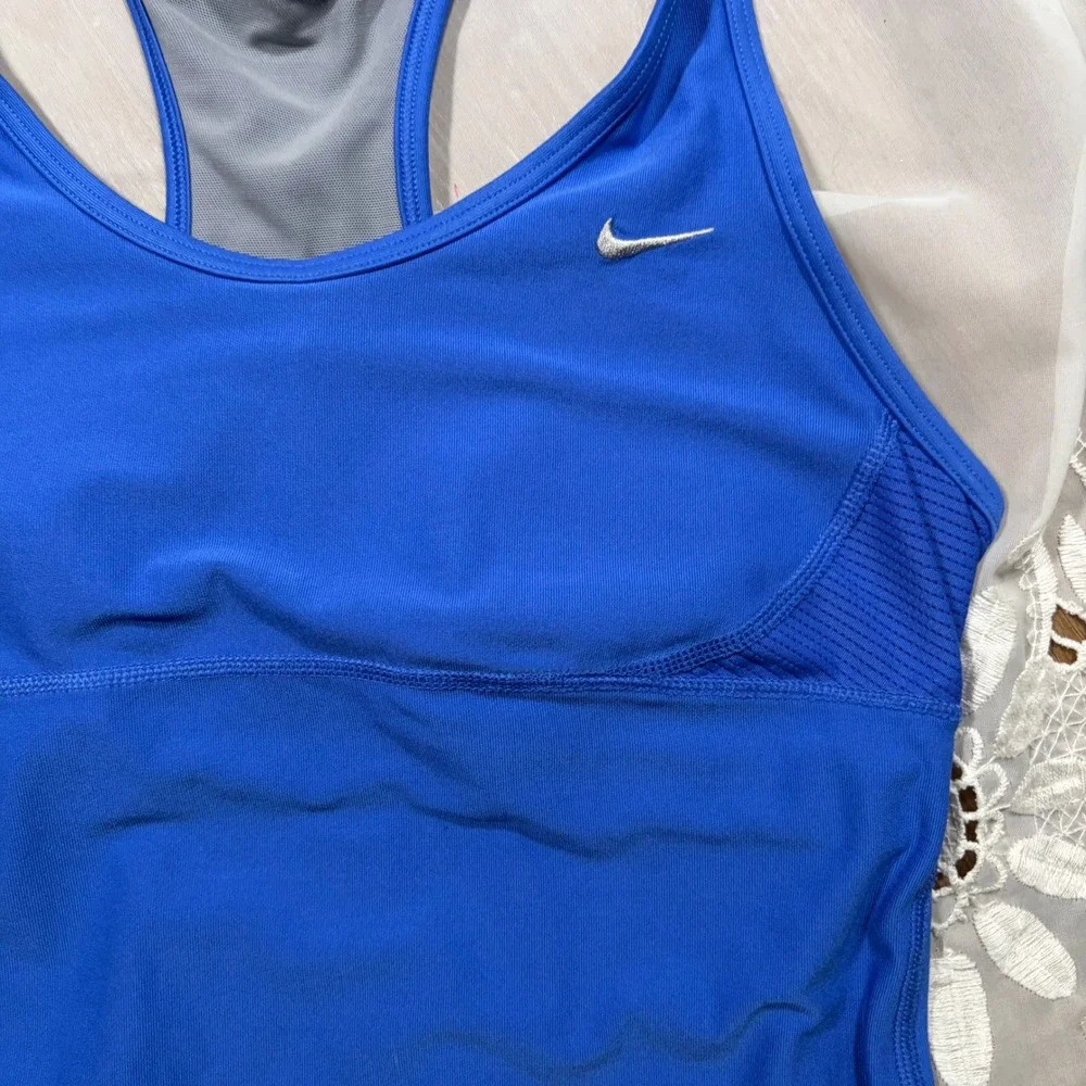 Y2K Workout Babydoll Nike Dri-FIT Built In Bra Tank Top Blue 415102-402 Size M